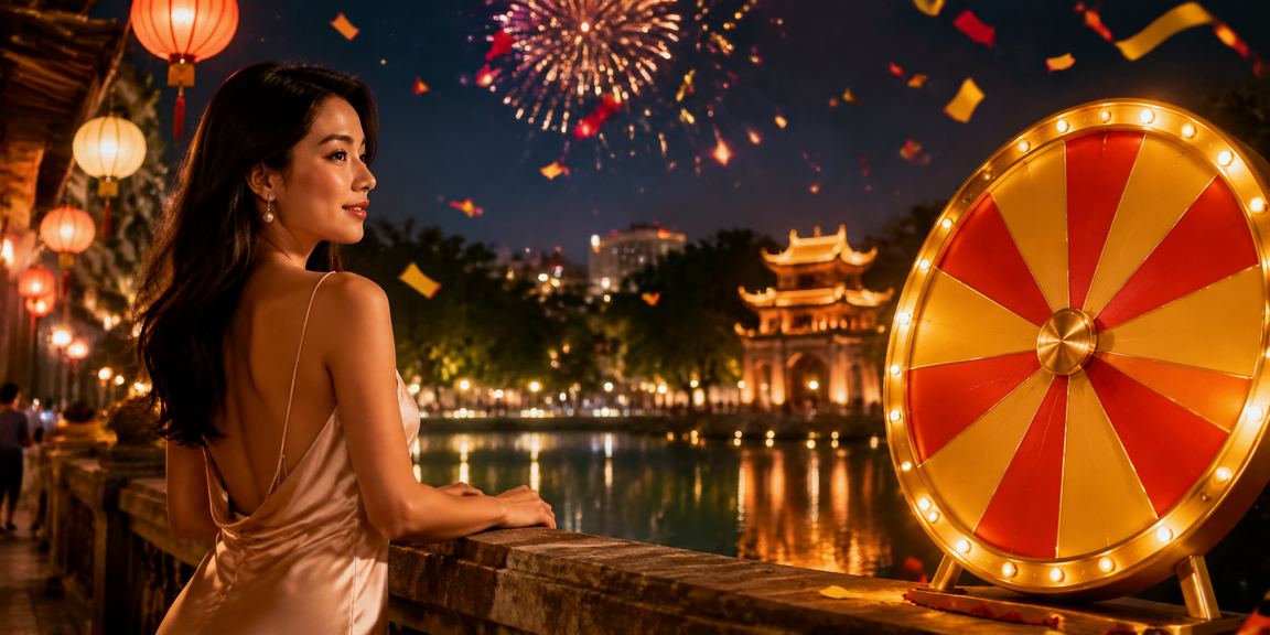 Cảnh đêm tại Hà Nội với ánh đèn chợ may mắn